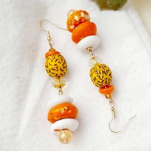 New handmade dangle earrings made from recycled glass beads